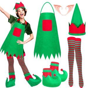3275 5 Pcs Christmas Elf Costume Kits Include Elf Apron Elf